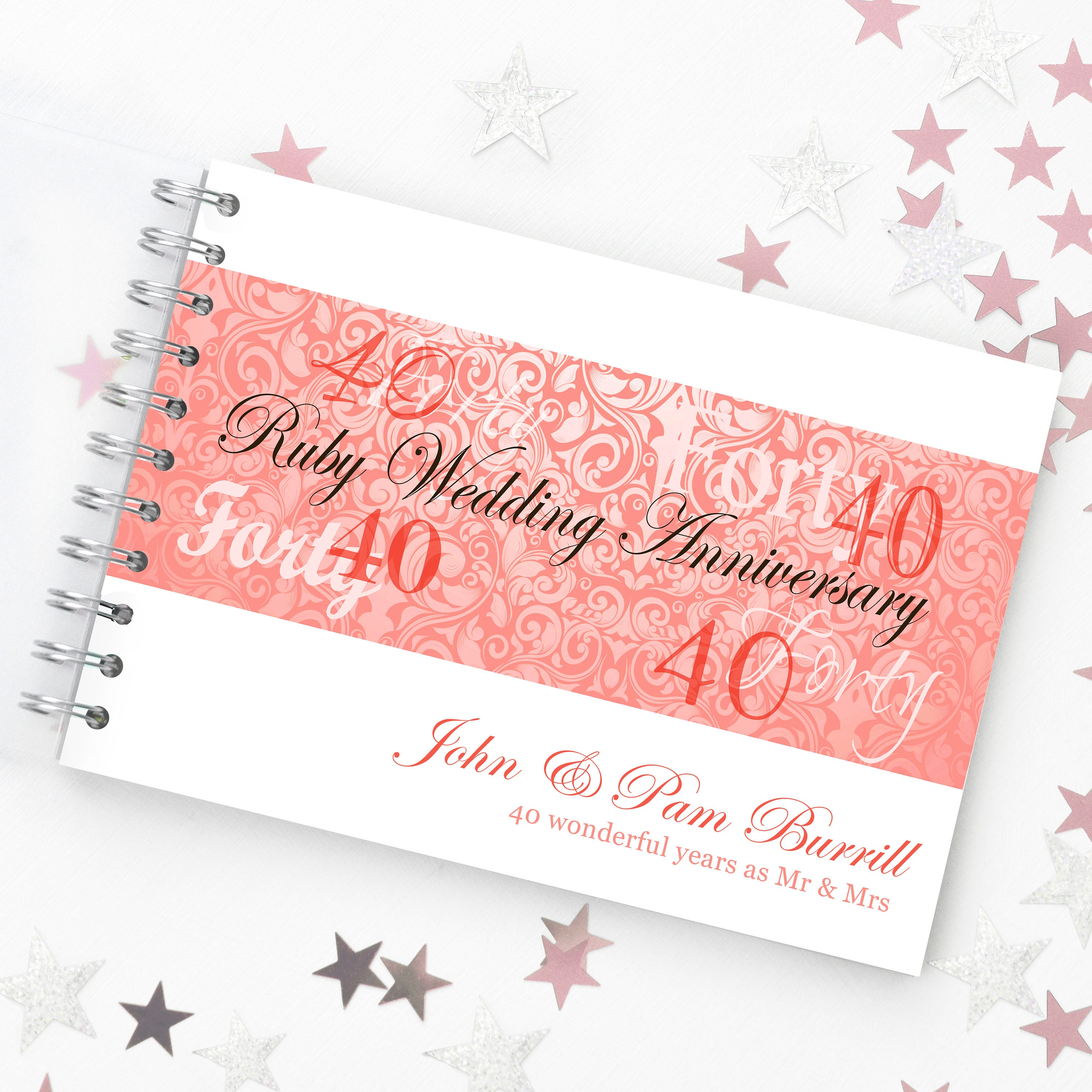 Personalised Ruby Anniversary Guest Book 40th Wedding Etsy UK
