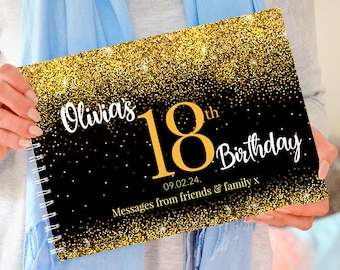 Libro personalizado de fiesta de cumpleaños número 18, libro de visitas de cumpleaños, regalo de cumpleaños número 18, fiesta de cumpleaños número 18, regalo de cumpleaños, regalo de fiesta