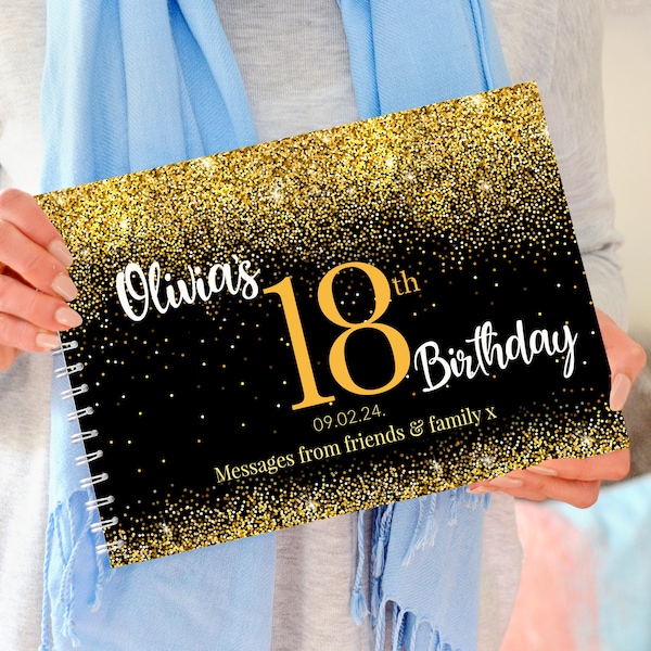 Personalised 18th Birthday Party Book, Birthday Guest Book, 18th Birthday gift, 18th Birthday party, Birthday gift, Party Gift