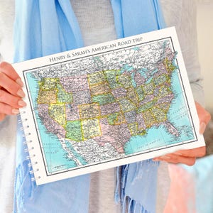 Diario de viaje personalizado de EE. UU., álbum de recortes de viajes de EE. UU., diario de viaje americano, diario de viaje personalizado, regalo de viaje americano, regalo americano