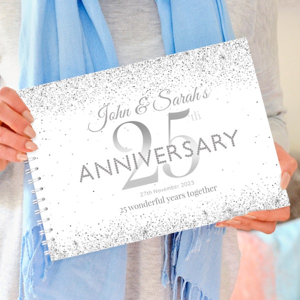 Personalised 25th silver Wedding Anniversary Guest Book, silver Anniversary, Anniversary guest book, Anniversary gift, guest book