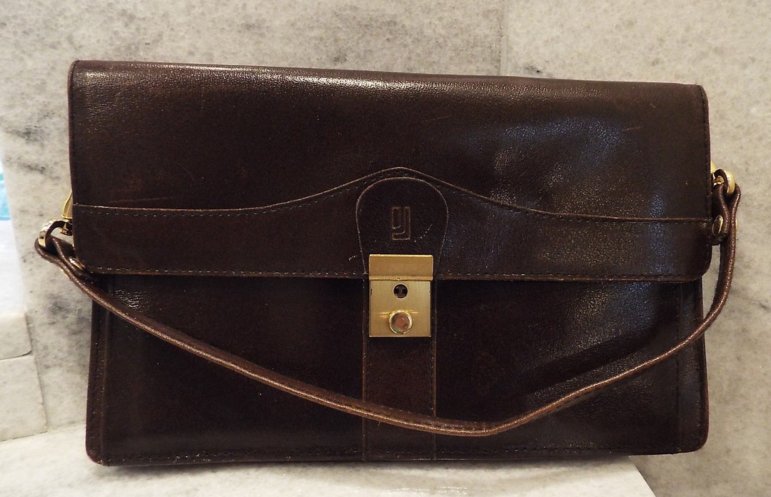 Vintage Jafferjees Brown Leather Handbag Evening Clutch - Etsy