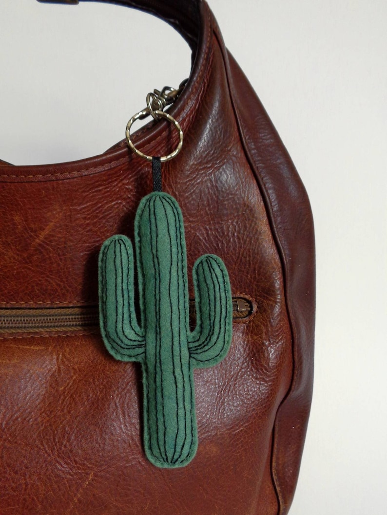 Cactus giant keychain felt wool fabric embroidery succulent Etsy