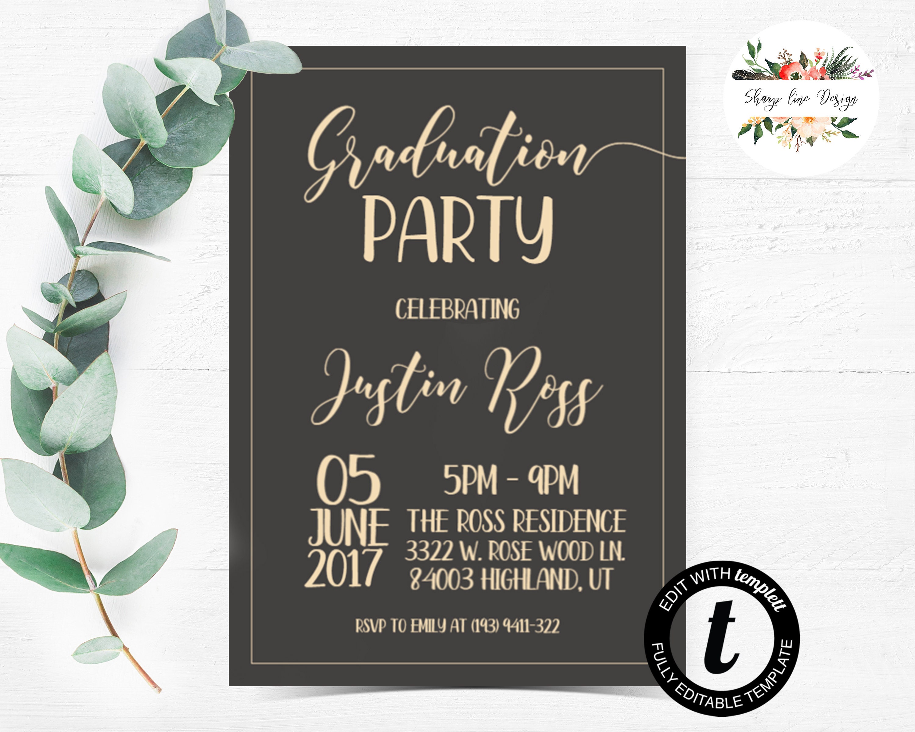 Graduation Party Invitation Template Editable Invitation Etsy Graduation Party Invitation Template Editable Invitation Etsy