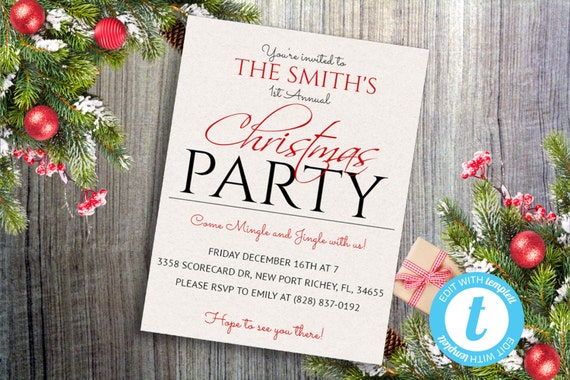 Free Printable Christmas Party Invitation With Christmas