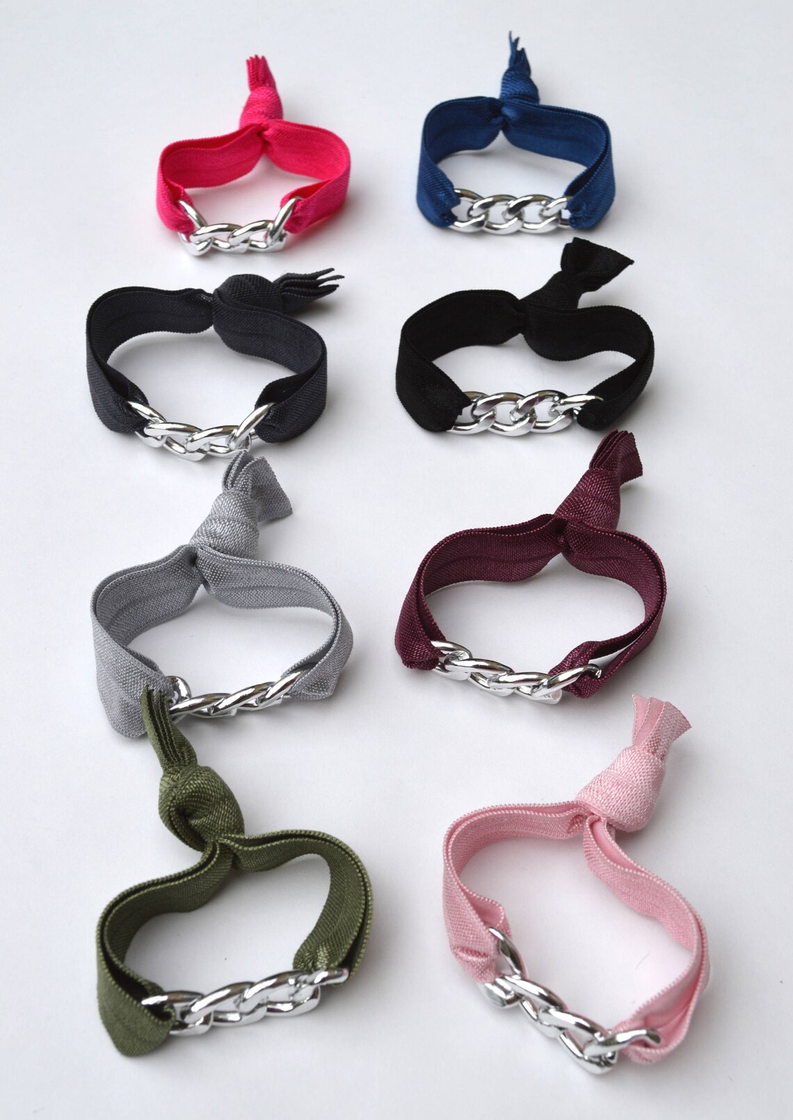 Set of 3 Chunky Shiny Silver Hair Tie Bracelet Aluminum Etsy