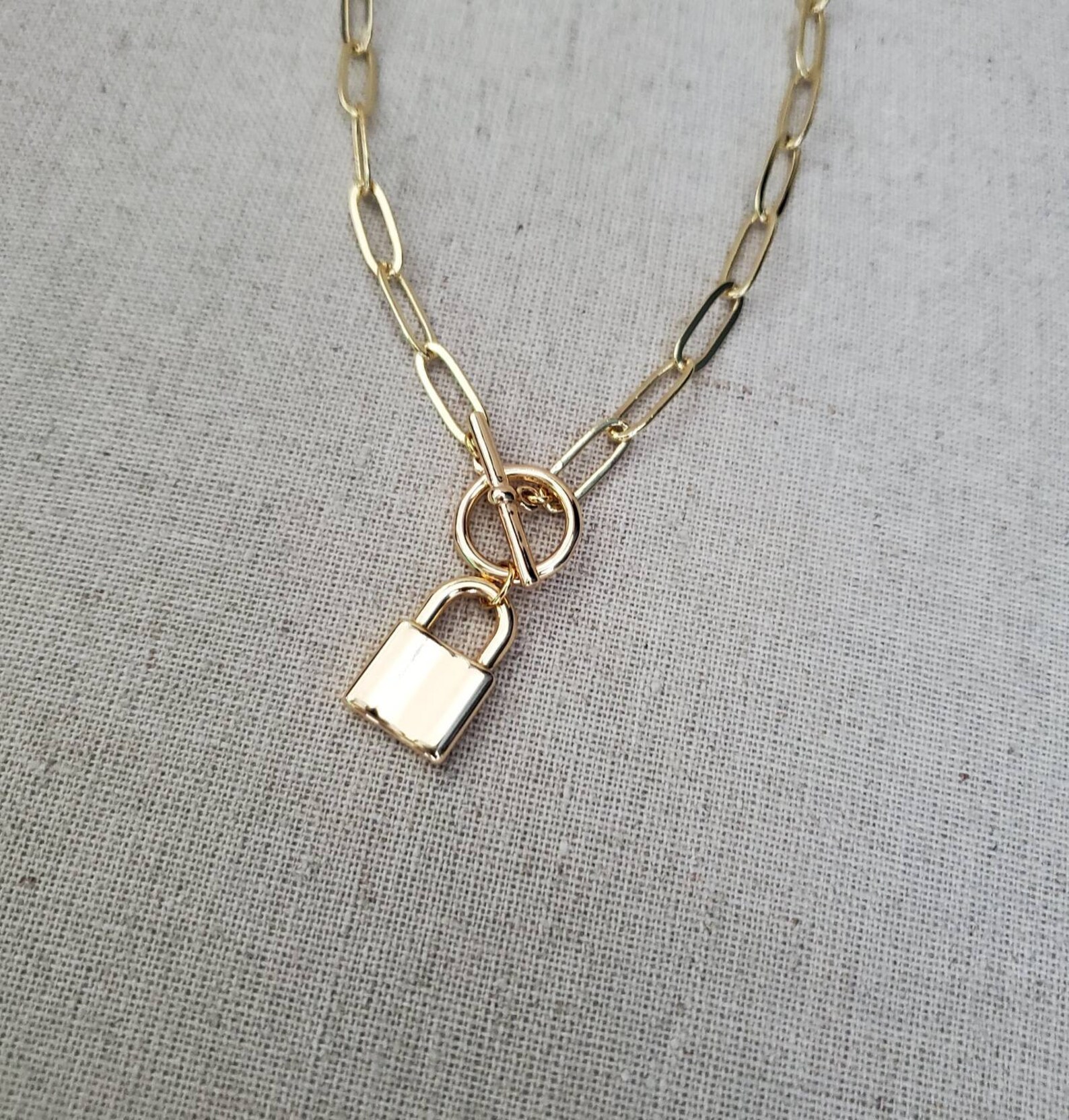 Toggle Necklace Chunky Paperclip Chain Choker Charm Necklace Etsy