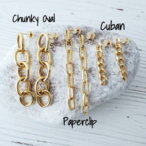 Gold Chunky Chain Link Earrings, Large Long Paperclip Chain Earrings, Dangle Earrings, Trendy Earrings, Minimalist, Modern Earrings image 3