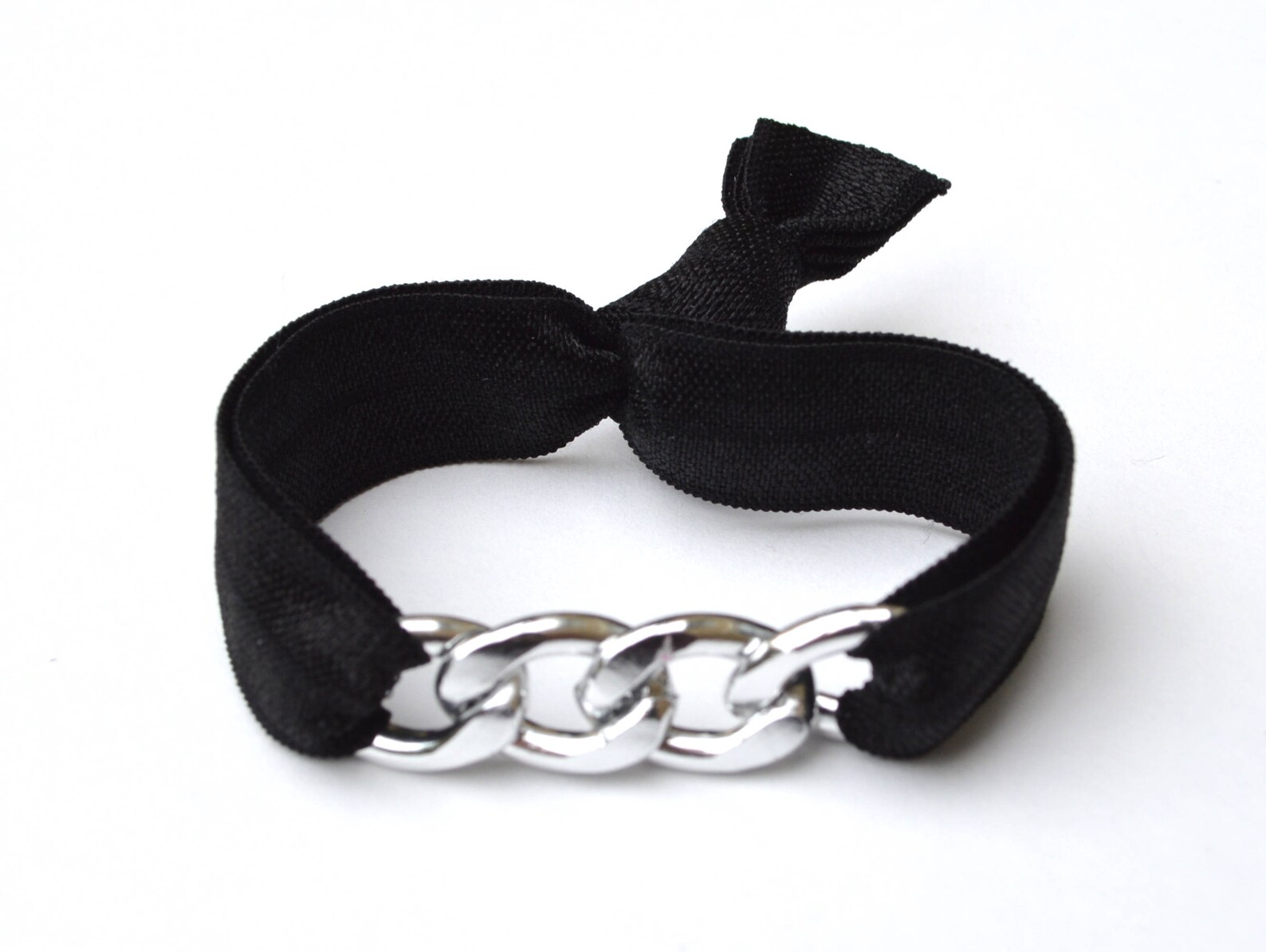 Set of 3 Chunky Shiny Silver Hair Tie Bracelet Aluminum Etsy