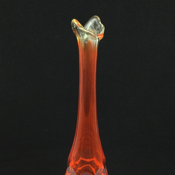 Viking Glass Amberina Swung Vase / Mid-Century Modern Glass / Yellow, Orange Glass