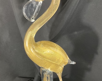 Murano Glass by V. Nason & C. / Large Flamingo 18 3/4" Tall / Italy / Signed