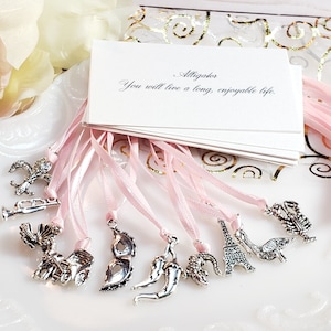 10 New Orleans Louisiana Style Cake Pulls on Ribbon Charms for Wedding Cake Set