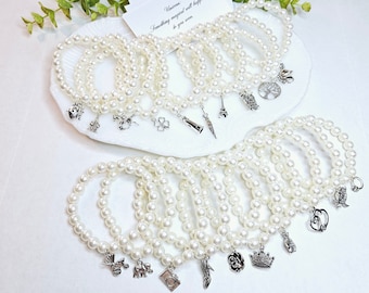 20 Faux PEARL BRACELET Cake Pulls / Traditional Cake Charms for Wedding Cake