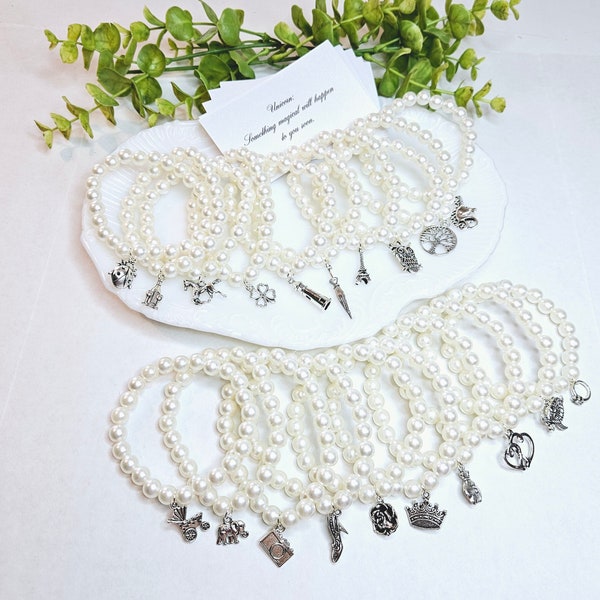 20 Faux PEARL BRACELET Cake Pulls / Traditional Cake Charms for Wedding Cake
