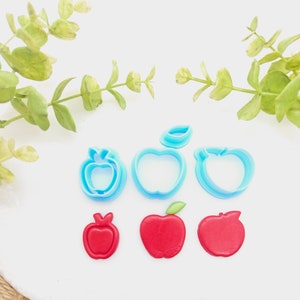 Framed APPLES with Leaf / polymer clay cutter / fondant / jewelry making