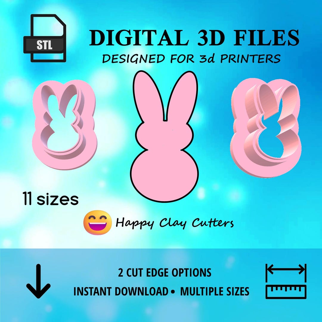 STL MARSHMALLOW BUNNY Clay Cutters / Instant Digital Download /easter ...