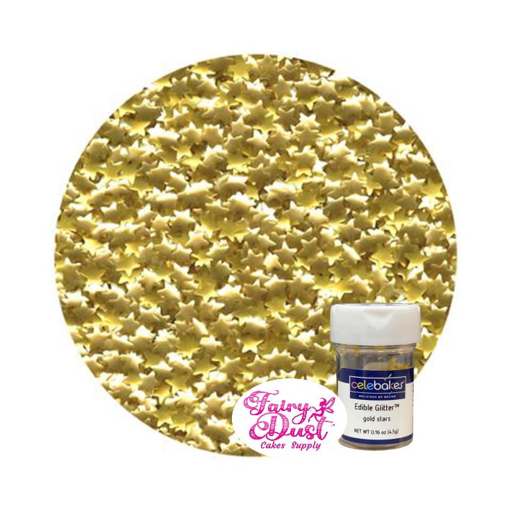 Fast Ship Gold Edible Glitter Stars for Cake Decorating by