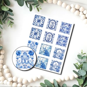 Delft blue tiles image transfer paper  / Polymer Clay WATER TRANSFER Paper / Clay transfer for jewelry making / Talavera tiles D830