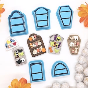 HALLOWEEN BOOKSHELF set with mini books / Polymer Clay Cutter / Jewelry Making