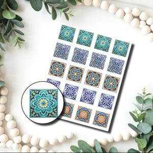 Papier de transfert d'image pour carreaux marocains de 0,75 po. / Papier de transfert d'eau en pâte polymère / Transfert d'argile pour la fabrication de bijoux / Carreaux de Talavera D817