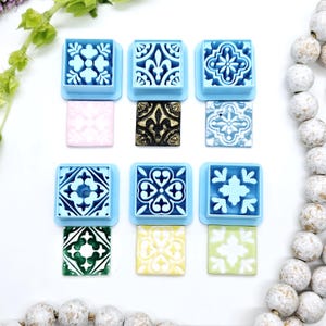ORNATE TILES embossed polymer clay cutters / earrings jewelry making / fondant cake decorating / Mexican clay tile cutters / Moroccan tile