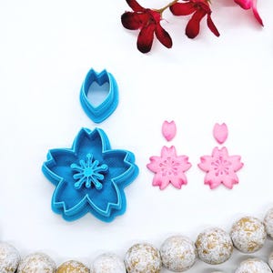 SAKURA Cherry Blossom set sharp polymer clay cutter / jewelry making / earrings / fondant cake decorating / Japanese flower clay cutter