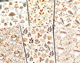 Fall BOHO Leaves Coffee Birds image transfer paper /Polymer Clay WATER TRANSFER Paper Clay transfer for jewelry making / Autumn D897 set