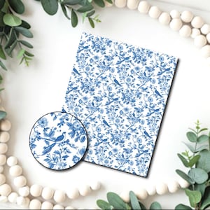Blue Birds Chinoiserie-afbeeldingstransferpapier /polymeerklei WATEROVERDRACHTpapier / Kleitransfer voor het maken van sieraden / China-patroon D809