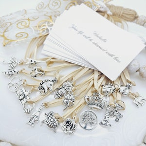 20 piece Traditional Style Cake Pulls on Ribbon Charms for Wedding Cake set