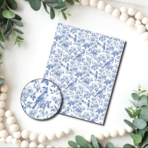 Blue Birds chinoiserie-afbeeldingstransferpapier / polymeerklei WATEROVERDRACHTpapier / kleitransfer voor het maken van sieraden / porseleinpatroon D810