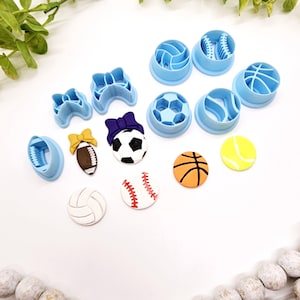 SPORTS BOW Balls set embossed sharp polymer clay cutters, football cutter bundle, bow soccer ball cutter, bow baseball, volleyball cutter