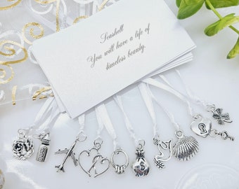 10 pcs Traditional Style Cake Pulls on Ribbon Charms for Wedding Cake