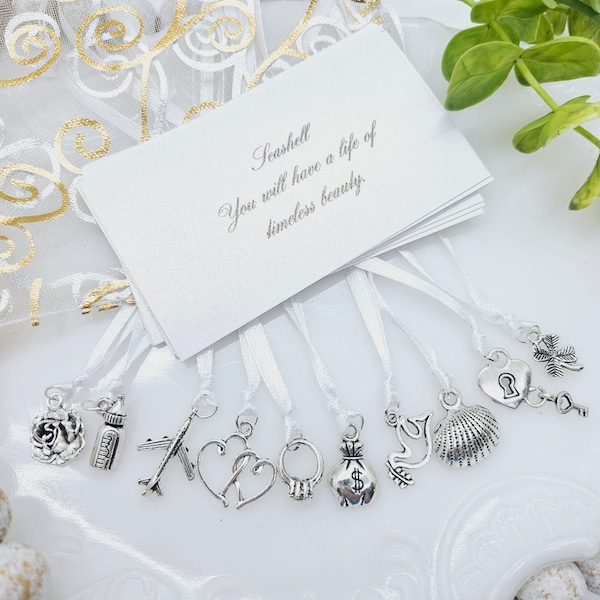 10 pcs Traditional Style Cake Pulls on Ribbon Charms for Wedding Cake