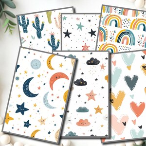 BOHO Regenbogen Kaktus Sterne Monde Herzen Bildtransferpapier / Polymer Clay WASSER-TRANSFER-Papier zur Schmuckherstellung / Transfer Set 872