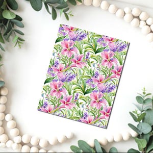 Papel de transferência de imagem de flores de lírio / B509 / Papel de transferência de água de argila de polímero / Transferência de argila para fabricação de joias / Folha de papel mágico