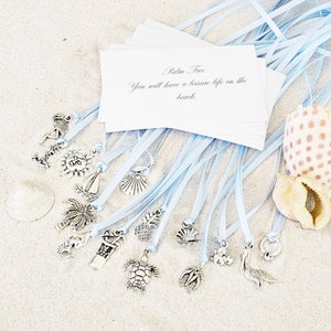 15 BEACH WEDDING Style Cake Pulls on Ribbon Charms set image 1