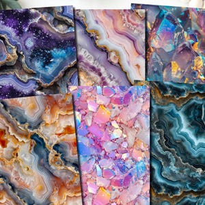 Geode crystals image transfer paper /Polymer Clay WATER TRANSFER Paper Clay transfer for jewelry making / agate clay transfer paper E928 set