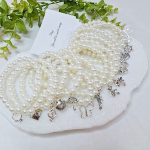15 Faux PEARL BRACELET Cake Pulls / Traditional Cake Charms for Wedding Cake
