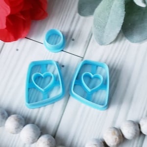 Geometric square HEART set polymer clay cutters jewelry earrings bundle