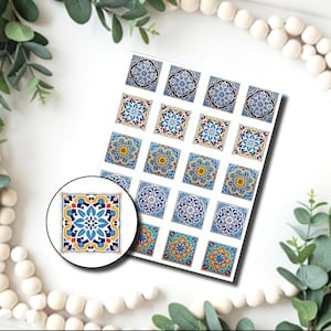Papier de transfert d'image pour carreaux marocains de 0,75 po. / Papier de transfert d'eau en pâte polymère / Transfert d'argile pour la fabrication de bijoux / Carreaux de Talavera D818