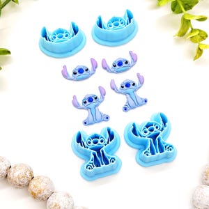 Stitch Blue Alien polymer clay cutter / jewelry making / fondant cake decorating / blue monster movie character clay cutter /