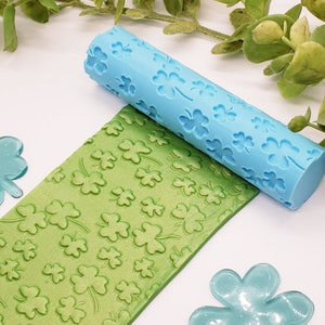 LARGE CLOVER St Patrick's day deboss texture roller fondant polymer clay cutters jewelry