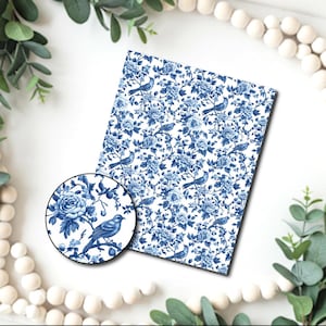 Blue Birds-chinoiserie-afbeeldingstransferpapier / polymeerklei WATEROVERDRACHTpapier / kleitransfer voor het maken van sieraden / China-patroon D812