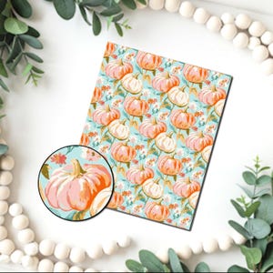 Preppy Blumen Kürbisse Bild Übertragungspapier / Polymer Clay WASSER TRANSFER Papier Tontransfer für Schmuck / Halloween Bunter Herbst D882F