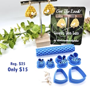 HONEY BEE box set / Get The Look / polymer clay cutter / jewelry making bee earrings set / polymer clay honey bees