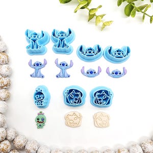 Stitch Blue Alien polymer clay cutter / jewelry making / fondant cake decorating / blue monster movie character clay cutter /