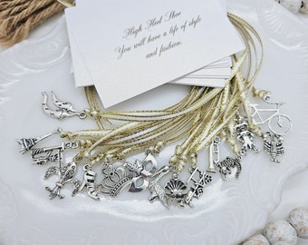 60 styles Cake Pulls Charms for Wedding Cake with wide ribbon