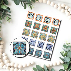 Papier de transfert d'image pour carreaux marocains de 0,75 po. / Papier de transfert d'eau en pâte polymère / transfert d'argile pour la fabrication de bijoux / Carreaux de Talavera D816