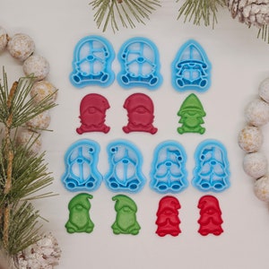 cute SANTA GNOMES / polymer clay cutter / jewelry making /fondant cake decorating