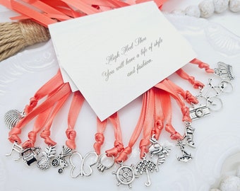 15 Traditional Style Cake Pulls on Ribbon Charms for Wedding Cake set